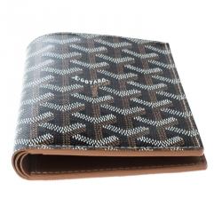 Pre Owned محفظة غويارد بطيتين بورت فيول بسيطة كانفاس مقوى سوداء/بنية