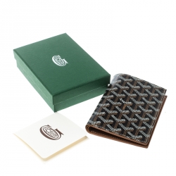 Pre Owned محفظة غويارد بطيتين بورت فيول بسيطة كانفاس مقوى سوداء/بنية