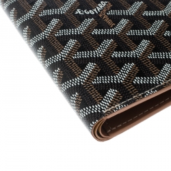 Pre Owned محفظة غويارد بطيتين بورت فيول بسيطة كانفاس مقوى سوداء/بنية