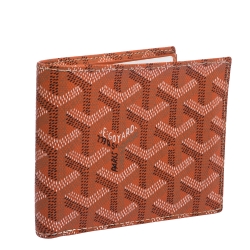 Pre Owned Goyard Orange Goyardine Coated Canvas Bifold Wallet