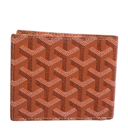 Pre Owned Goyard Orange Goyardine Coated Canvas Bifold Wallet