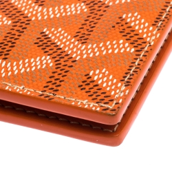 Pre Owned Goyard Orange Goyardine Coated Canvas Bifold Wallet