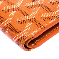 Pre Owned Goyard Orange Goyardine Coated Canvas Bifold Wallet