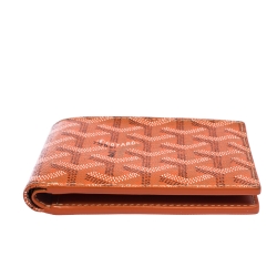 Pre Owned Goyard Orange Goyardine Coated Canvas Bifold Wallet