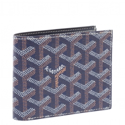 Pre Owned Goyard Blue Goyardine Coated Canvas Bifold Victoire Wallet