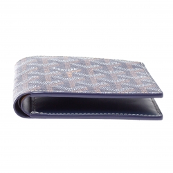 Pre Owned Goyard Blue Goyardine Coated Canvas Bifold Victoire Wallet