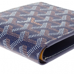 Pre Owned Goyard Blue Goyardine Coated Canvas Bifold Victoire Wallet