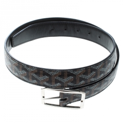 Goyard Black Chevron Print Coated Canvas Olympic Reversible Belt Size 85