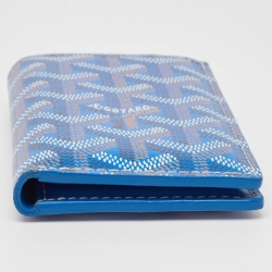 Pre Owned Goyard Blue Goyardine Coated Canvas Saint Pierre Card Holder