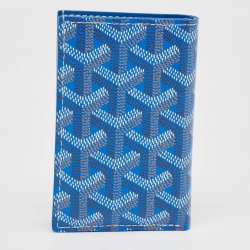 Pre Owned Goyard Blue Goyardine Coated Canvas Saint Pierre Card Holder