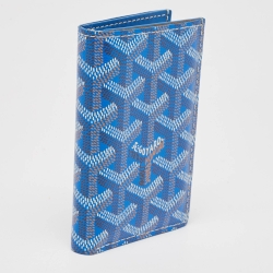 Pre Owned Goyard Blue Goyardine Coated Canvas Saint Pierre Card Holder