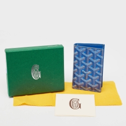 Pre Owned Goyard Blue Goyardine Coated Canvas Saint Pierre Card Holder