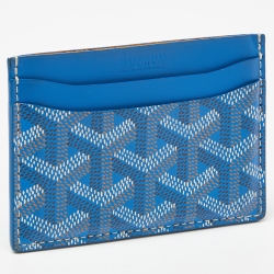 Goyard Blue Goyardine Coated Canvas and Leather Saint Sulpice Card Holder