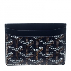 Pre Owned Goyard Blue Goyardine Coated Canvas Saint Sulpice Card Holder