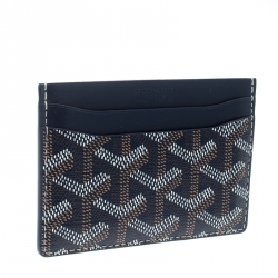 Pre Owned Goyard Blue Goyardine Coated Canvas Saint Sulpice Card Holder