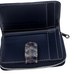 Goyard Blue Goyardine Coated Canvas Zip Around Wallet