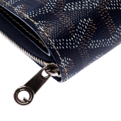 Goyard Blue Goyardine Coated Canvas Zip Around Wallet