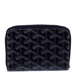 Goyard Blue Goyardine Coated Canvas Zip Around Wallet