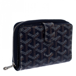 Goyard Blue Goyardine Coated Canvas Zip Around Wallet