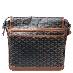 مملوكة مسبقًا Goyard Black/Brown Leather and Canvas MM Bleu Messenger Bag