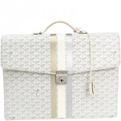 Goyard White Coated Canvas Chypre Briefcase