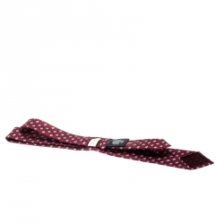 Pre Owned Gucci Burgundy Superbee Motif Silk Jacquard Tie