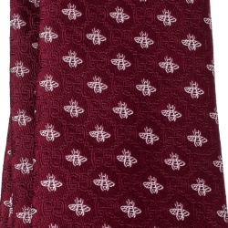 Pre Owned Gucci Burgundy Superbee Motif Silk Jacquard Tie