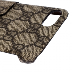 Pre Owned Gucci Beige Supreme Canvas Embroidered Angry Cat Iphone 7 Case