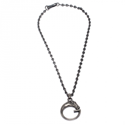 Pre Owned Gucci G Horse-head Silver Pendant Necklace