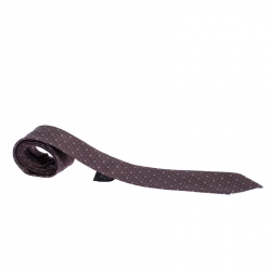 Pre Owned Gucci Burgundy Guccissima Silk Jacquard Tie