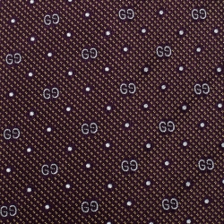 Pre Owned Gucci Burgundy Guccissima Silk Jacquard Tie
