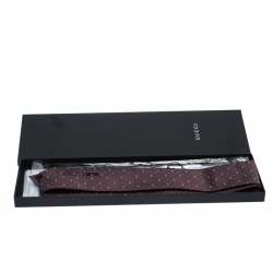 Pre Owned Gucci Burgundy Guccissima Silk Jacquard Tie
