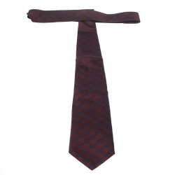 مملوكة مسبقًا Gucci Burgundy Guccissima Silk Jacquard Tie 