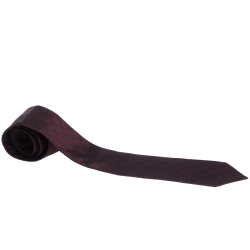  مملوكة مسبقًا Gucci Burgundy Guccissima Silk Jacquard Tie 