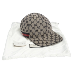 مملوكة مسبقًا Gucci Beige GG Canvas Web Stripe Detail Baseball Cap