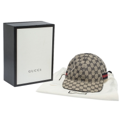 مملوكة مسبقًا Gucci Beige & Navy GG Canvas Web Baseball Hat
