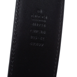 Pre Owned Gucci Black Guccissima Leather Interlocking G Buckle Belt 105CM