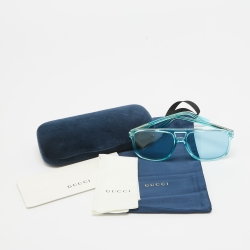 Pre Owned Gucci Light Blue GG0262S Aviator Sunglasses