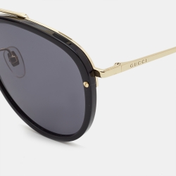 Pre Owned Gucci Black/Gold GG0662S Aviator Sunglasses