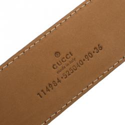 مملوكة مسبقًا حزام غوتشي إبزيم GG متشابك جلد غوتشيسيما أحمر 90 سم