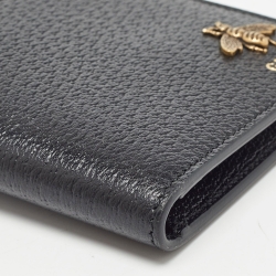 Pre Owned Gucci Black Leather Animalier Bifold Compact Wallet