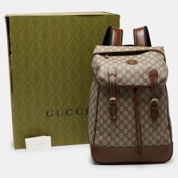 Gucci Beige/Ebony GG Supreme Canvas and Leather Medium Interlocking G Backpack