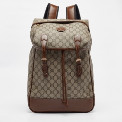 Gucci Beige/Ebony GG Supreme Canvas and Leather Medium Interlocking G Backpack