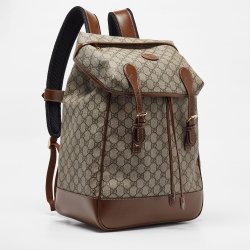 Gucci Beige/Ebony GG Supreme Canvas and Leather Medium Interlocking G Backpack