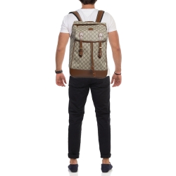 Gucci Beige/Ebony GG Supreme Canvas and Leather Medium Interlocking G Backpack