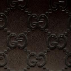 Gucci Dark Brown Guccissima Leather Web Detail Bi Fold Wallet