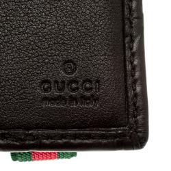 Gucci Dark Brown Guccissima Leather Web Detail Bi Fold Wallet