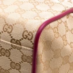 Gucci Beige/Burgundy GG Canvas Carryall Duffel Bag