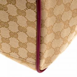 Gucci Beige/Burgundy GG Canvas Carryall Duffel Bag