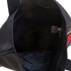 Pre Owned Gucci Dark Blue Web Diamante Nylon Tall Zip Tote 